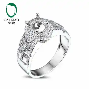 CaiMao Ovaalne lõigatud Pool Rõngas Seaded & 0.45 ct Diamond 18k Valge Kuld, Kalliskivi kihlasormus Trahvi Ehteid