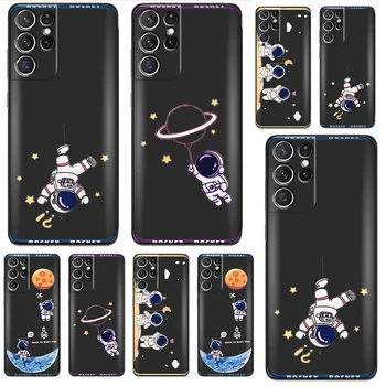 Armas Astronaut Telefon Case For Samsung Galaxy S21 S22 S20 Ultra FE 5G S22 S10 10E S9 Plus Pehme Funda Tagasi Must Carcasa