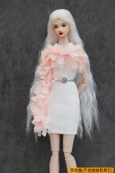 Valge kudumise roosa volangidega kleit + vöö / 100% käsitsi valmistatud nukk 30cm riided riided 1/6 Xinyi FR ST Barbie Mannekeeni riided