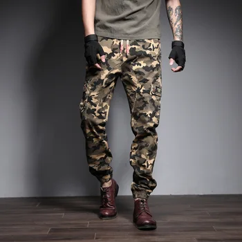 Uued Meeste vabaaja Cargo püksid Suvel Pahkluu Banded Püksid Boot Cut 2019 Mehed Fashion Streetwear Kamuflaaž Jogger Püksid